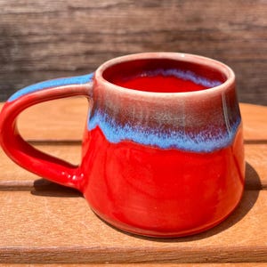 Espresso Red and Blue Ceramic Cup image 2