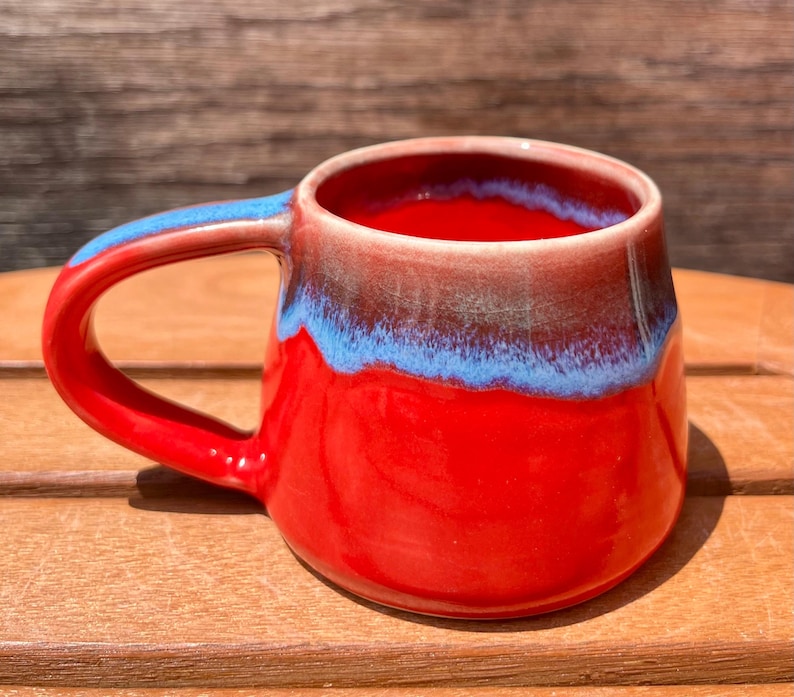 Espresso Red and Blue Ceramic Cup image 2