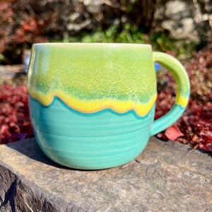 Ceramic Turquoise and Yellow Mug