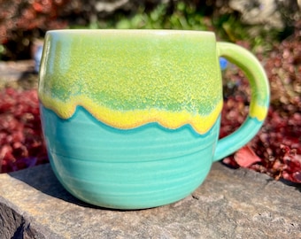 Ceramic Turquoise and Yellow Mug