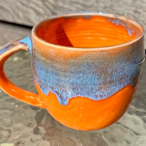 Ceramic Orange and Blue Mug image 3