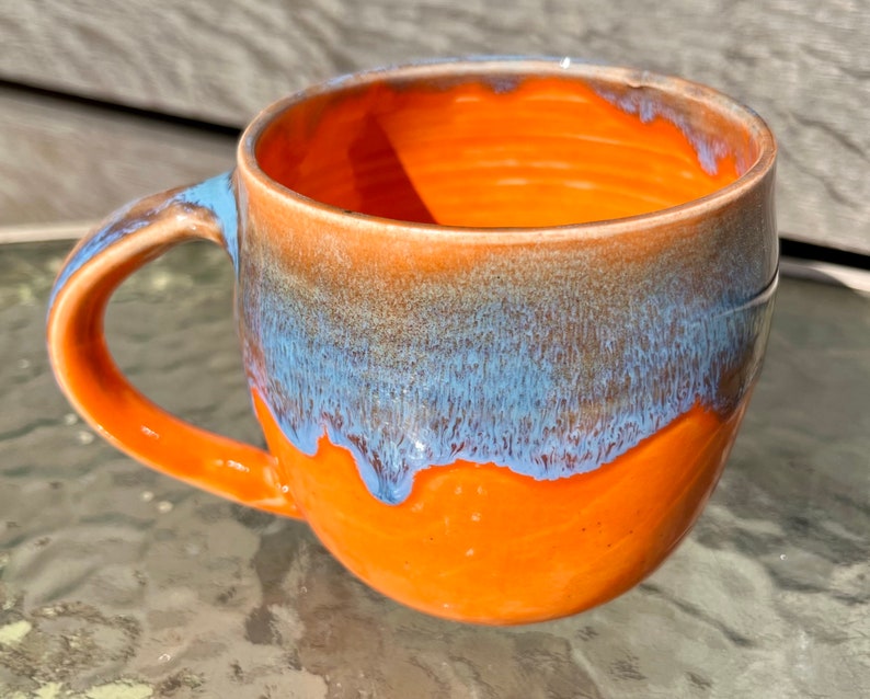 Ceramic Orange and Blue Mug image 3