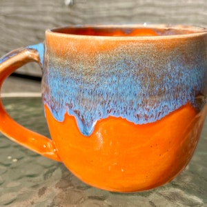 Ceramic Orange and Blue Mug image 4