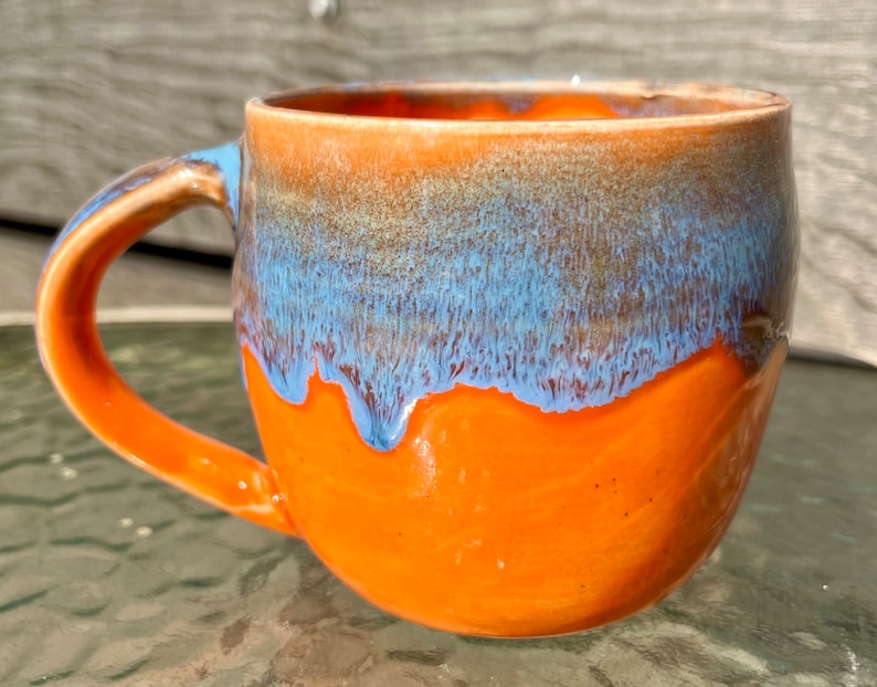 Ceramic Orange and Blue Mug image 4