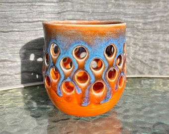 Ceramic Orange Votive Candle Holder