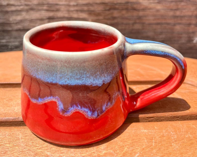 Espresso Red and Blue Ceramic Cup image 8