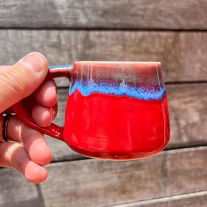 Espresso Red and Blue Ceramic Cup image 1