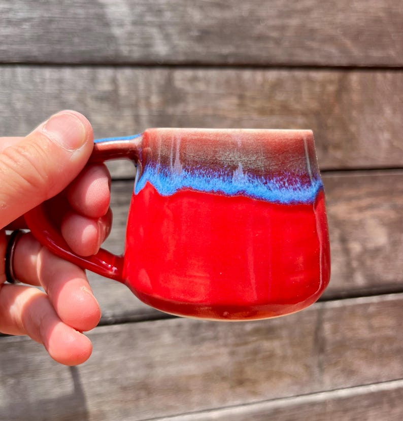 Espresso Red and Blue Ceramic Cup image 1