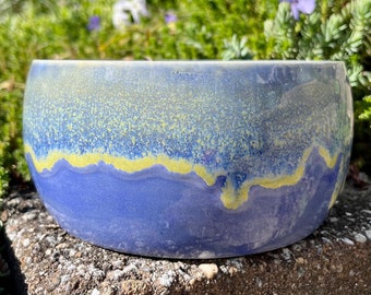 Ceramic Glacial Blue and Yellow Soup/Cereal/Fruit/Snack Bowl