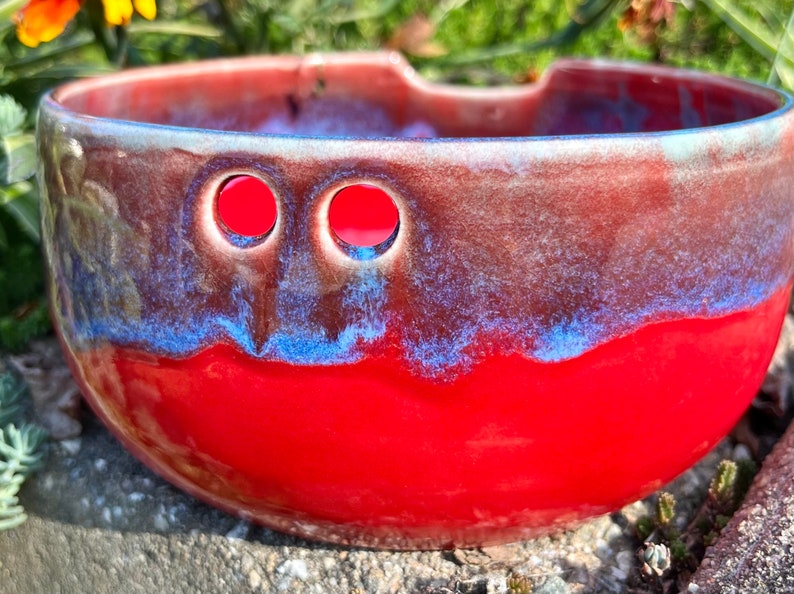 Handmade Red and Blue Noodle Bowl image 3