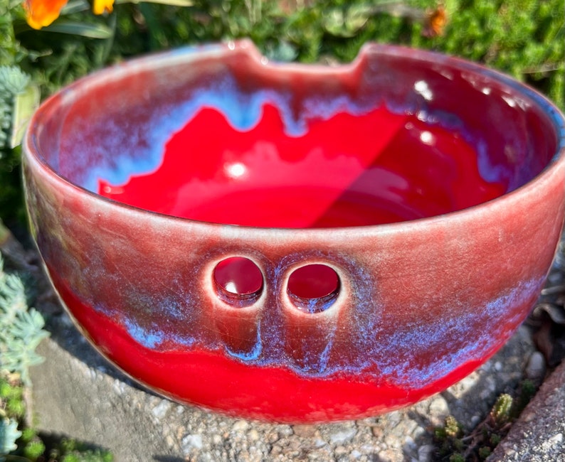 Handmade Red and Blue Noodle Bowl image 7