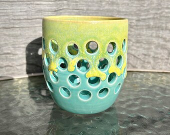 Ceramic Turquoise Votive Candle Holder