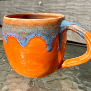 Ceramic Orange and Blue Mug image 7