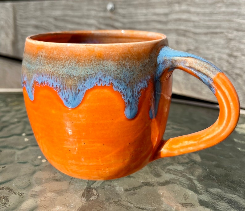 Ceramic Orange and Blue Mug image 7