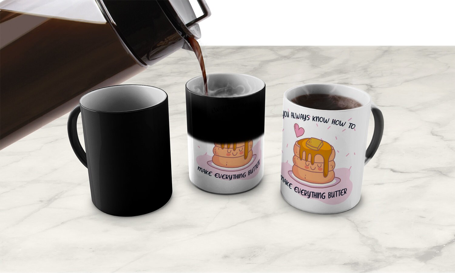 Ceramic Heat Changing Mug Heat Sensitive Mug Color Etsy