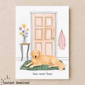 Cartão personalizado para nova casa com cachorro Golden Retriever - Cartão de parabéns - Cartão de presente para inauguração de casa - Cartão para cachorro Golden Retriever