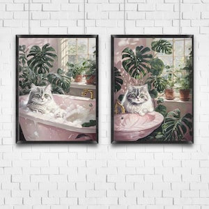 Katzen Badezimmer Wandkunst - Lustiges Tier Badezimmer Wand Dekor - Badezimmer Wandkunst -Katzen Wandkunst - Tier Badezimmer - Katze Zuhause