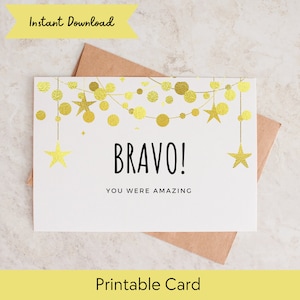 Bravo Card - kaart voor artiest - uitvoering - gefeliciteerd - afdrukbare kaart - downloadbare kaart - bewerkbare kaart