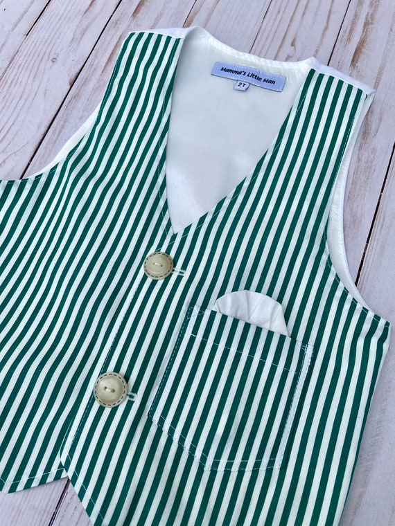 Green Striped Boys Vest - Etsy