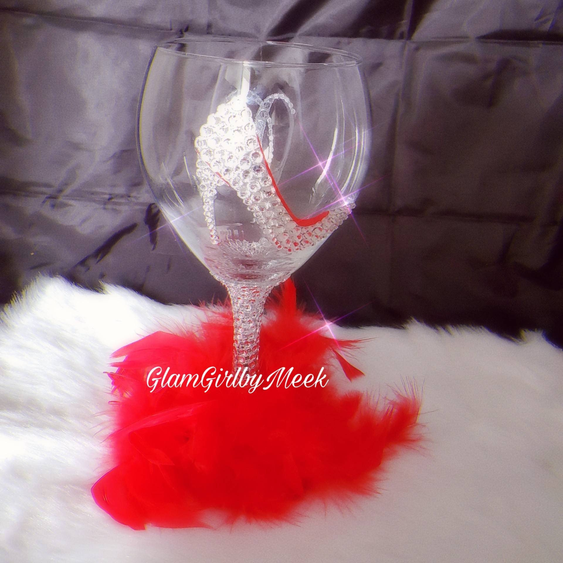 Customized Red High Heel Wine Glass With Bling Etsy