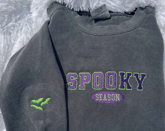 HALLOWEEN SWEATSHIRT Spooky Season Comfort Colors Sweatshirt Halloween Crewneck Embroidered Halloween Sweatshirt Spooky Halloween Outfit Boo