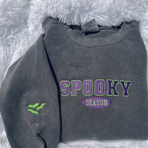 HALLOWEEN SWEATSHIRT Spooky Season Comfort Colors Sweatshirt Halloween Crewneck Embroidered Halloween Sweatshirt Spooky Halloween Outfit Boo