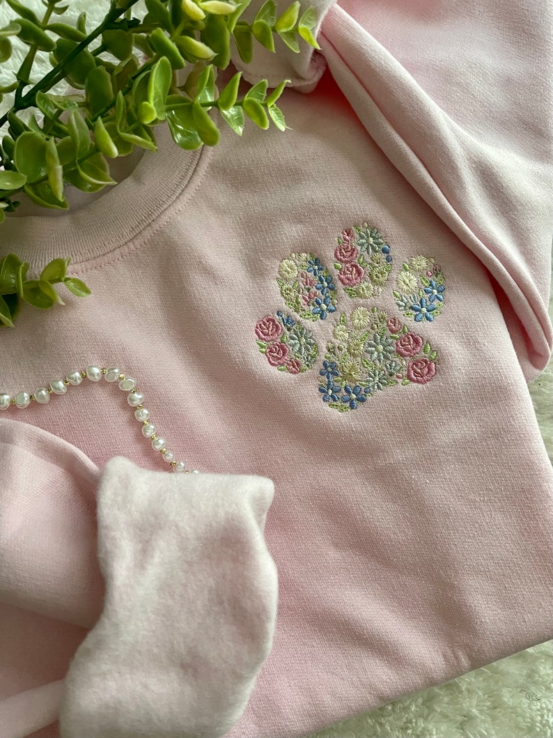 EMBROIDERED PAW PRINT Sweatshirt Cat Mom Gift Personalized Etsy