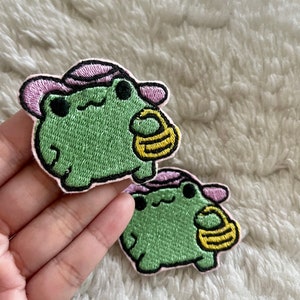 Frog Iron on Patch Embroidered Patches Girl Frog Patch Fairy Aesthetic Frog Iron on Patch Frog Gift Patch Cute Frog Patch Patches for Jacket