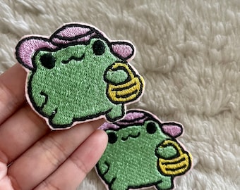 Frog Iron on Patch Embroidered Patches Girl Frog Patch Fairy Aesthetic Frog Iron on Patch Frog Gift Patch Cute Frog Patch Patches for Jacket