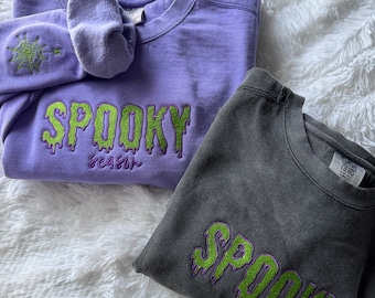 EMBROIDERED SPOOKY SEASON Sweatshirt Embroidered Sweatshirt Halloween Sweatshirt Spooky Season Crewneck Halloween Crewneck Halloween Sweater