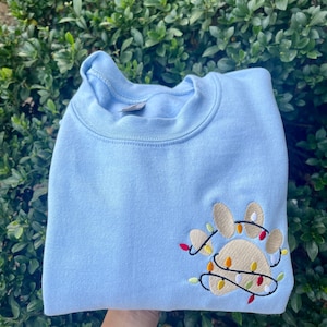 EMBROIDERED PAW PRINT Christmas Sweatshirt Dog Mom Sweatshirt Dog Mom Gift Pet Lover Gift Gifts for Pet Lovers Gifts for Dog Mom Christmas