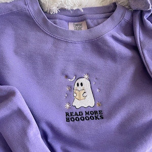 Embroidered Bookish Sweatshirt Halloween Read More Books Sweatshirt Bookish Gifts Bookish Merch Bookish Sweatshirt Book Lovers Gifts Comfy
