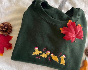 EMBROIDERED CHRISTMAS SWEATSHIRT Dino Nugget Christmas Gift Gifts for Her Gifts for Him Trendy Comfy Sweatshirt Christmas Gift Christmas