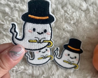 IRON ON PATCH Ghost Iron On Patch Patches for Hats Patches for Clothes Hat Patches Cute Halloween Patches Halloween Party Favors Ghost Patch