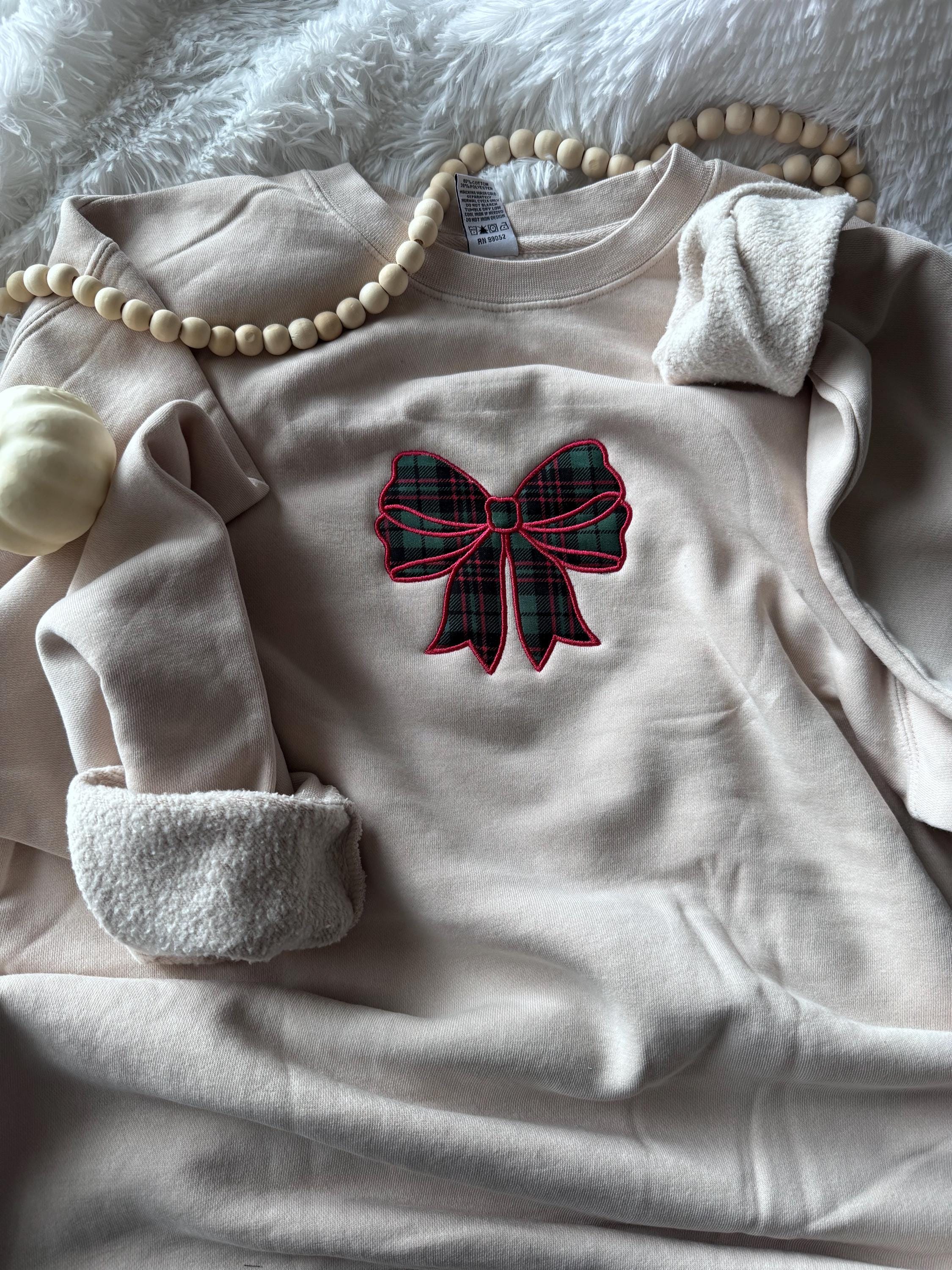 に EMBROIDERED BOW SWEATSHIRT Embroidered Sweatshirt Christmas Gift