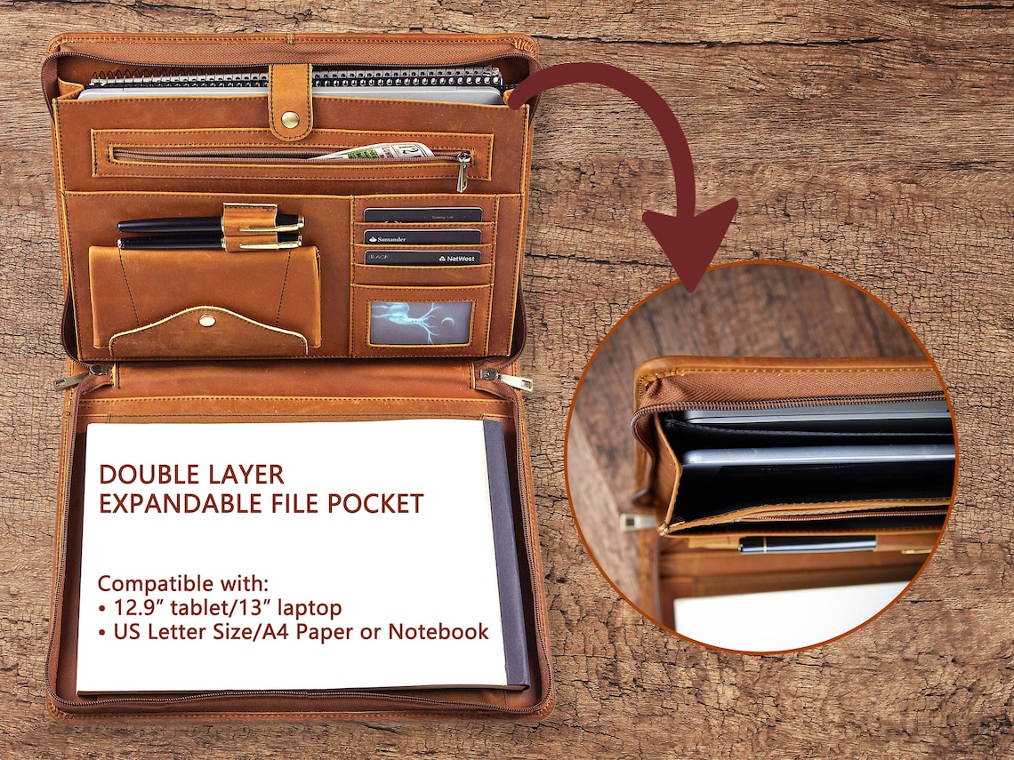 Distressed Leather Portfolio Leather Compendium Folders Etsy