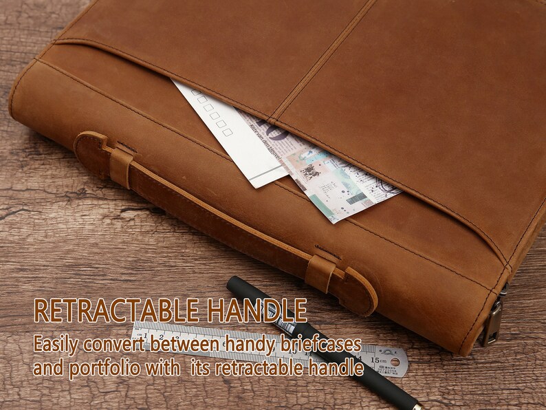 Zippered Leather Padfolio Portfolio With Hidden Handle and Etsy