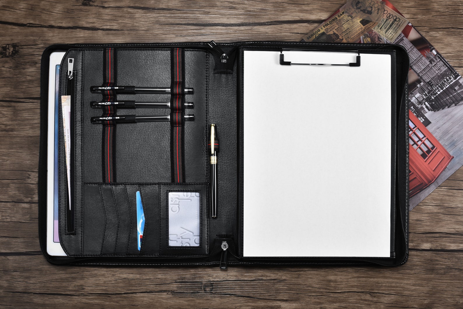 Leather Portfolio with Clipboard and Notepad Holder Genuine Etsy