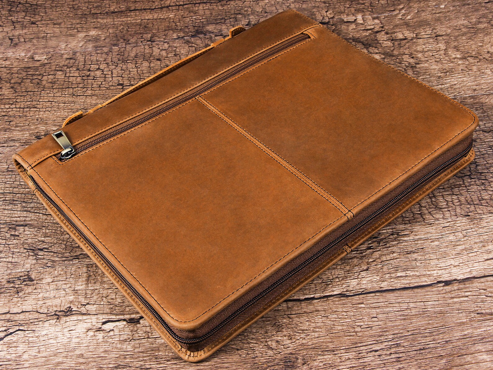 Leather Portfolio Compendium for Men Tablet Case with Handle Etsy