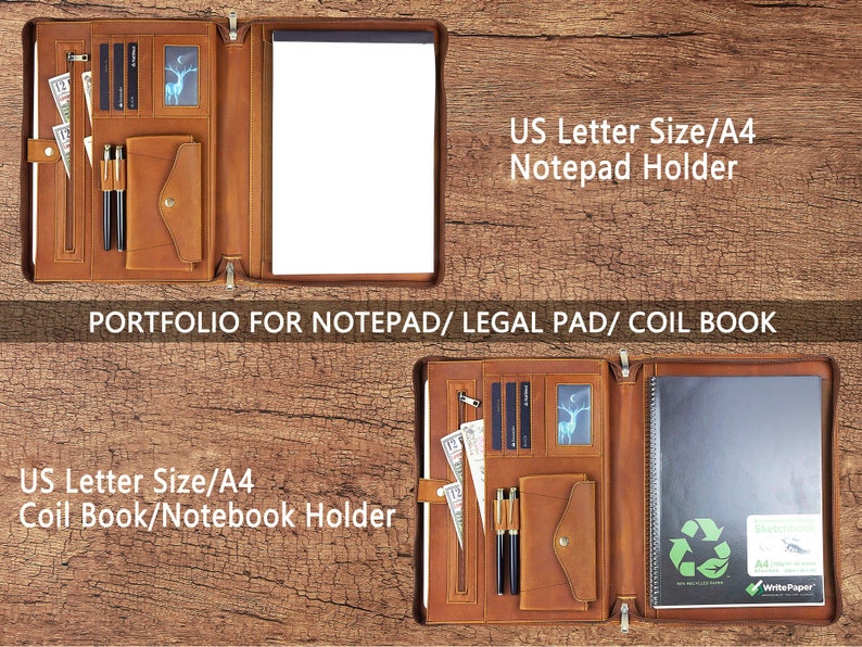 Distressed Leather Portfolio Leather Compendium Folders Etsy