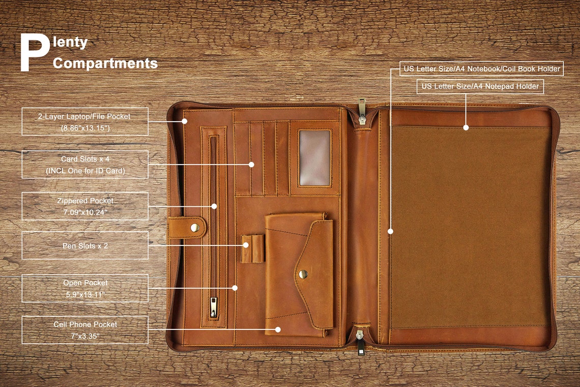 Distressed Leather Portfolio Leather Compendium Folders Etsy