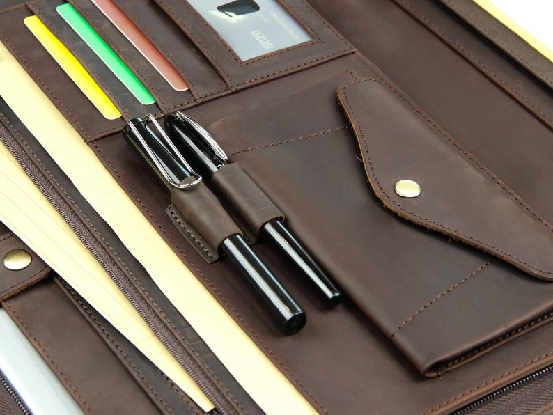 Distressed Leather Portfolio Leather Compendium Folders Etsy