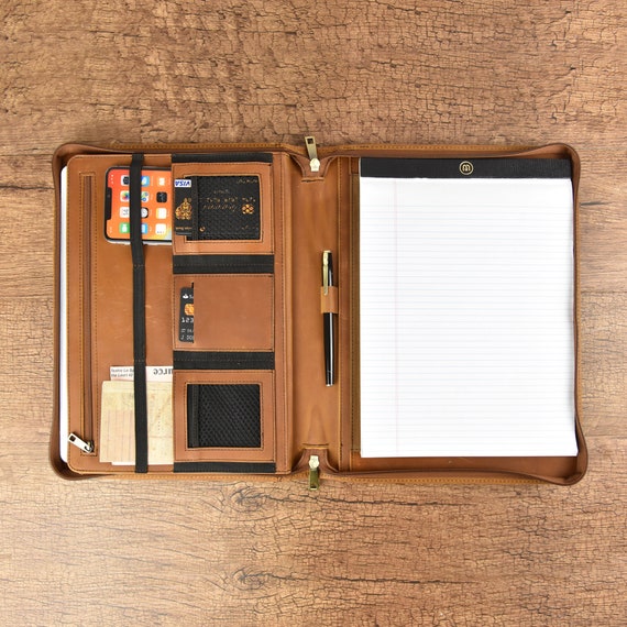 Personalized Leather Organizer With A4 Notepad Holder for Etsy