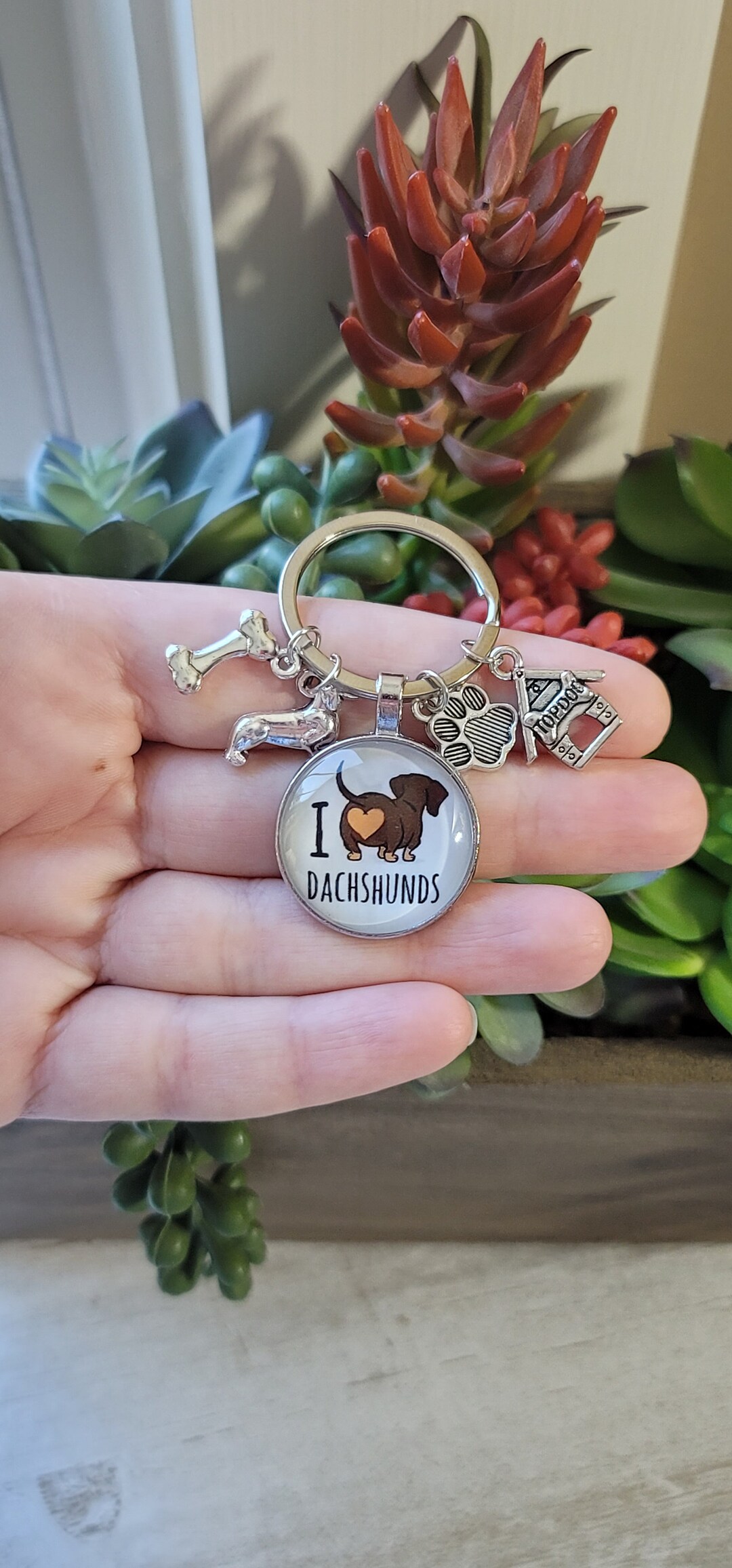 Dachshund Keychain, Cute Dachshund Keychain, Wiener Dog Keychain