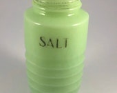 Authentic Vintage Jeanette Jadite Jadeite Beehive Rinned Salt Shaker Lot 114