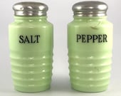 Authentic 1930 39 s Jeanette Jadite Jadeite Salt and Pepper Shakers Lot 111
