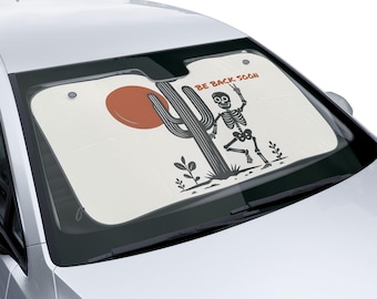 Skeleton Cactus Car Sun Shades, Fun UV Protection for Vehicles, Unique Auto Accessories, Summer Road Trip Essentials