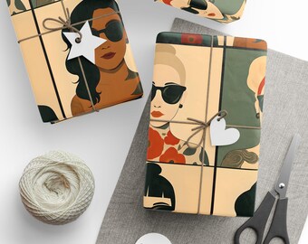 Vintage Glamour Presentpapper, Coolt Tatueringspresentpapper för Födelsedagar, Bröllop, Högtider, Elegant Festtillbehör, Snygg Förpackning