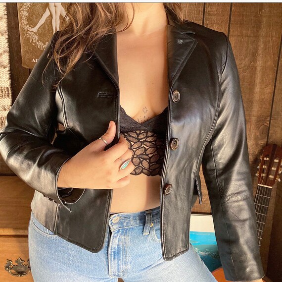 90s Black Leather Jacket