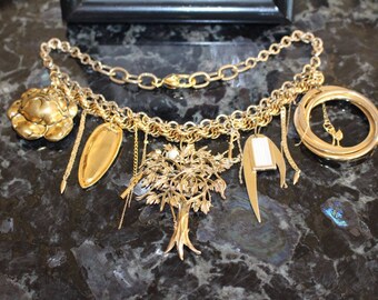 18 Vintage Gold Tree of Life Statement Necklace Inspired by Beyonce s Velocity. Upcycled From Mid century Costume Jewelry. One of a Kind Etsy